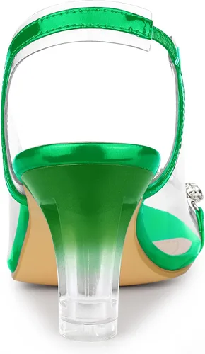 Miniatura 4 de Allegra K Sandalias de tacón con punta abierta y diamantes de imitación transparentes para mujer