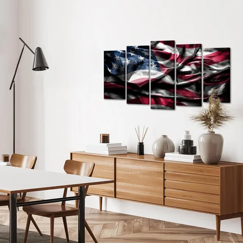 Miniatura 4 de iHAPPYWALL 5 piezas de lienzo de bandera estadounidense de Estados Unidos, arte de pared de banderas vintage, impresión giclée, arte patriótico