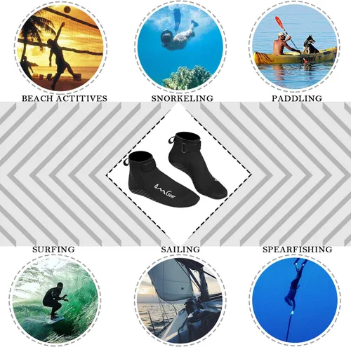 Miniatura 4 de Calcetines de agua de neopreno, calcetines de playa tipo botines de 0.118 pulgadas, con costuras invisibles antideslizantes para traje de neopreno