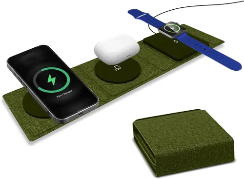 Miniatura 13 de ZTAR Cargador de viaje inalámbrico 3 en 1 para iPhone 16/15/14/13/12, Samsung Galaxy con capacidades inalámbricas, auriculares y Apple Watch