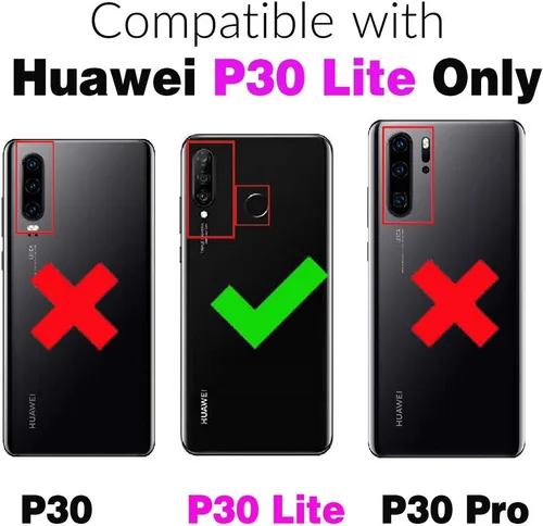 Miniatura 2 de Asuwish Funda compatible con Huawei P30 Lite y protector de pantalla de vidrio templado, accesorios de celda, TPU de cuerpo completo, fundas