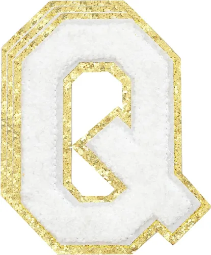 Miniatura 118 de 3 parches de números de chenilla negra, tamaño grande de 4-1/2" parches de números para planchar, parches universitarios para ropa, 8" Borde oro rosa