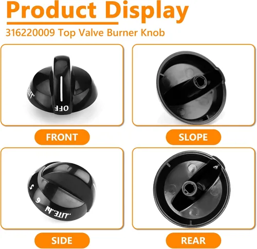 Miniatura 2 de Funmit 316220009 Reemplazo de perilla de quemador superior de estufa para Frigidaire Reemplaza AP4322122 PS1991531 EAP1991531 (Negro, Paquete de 3)