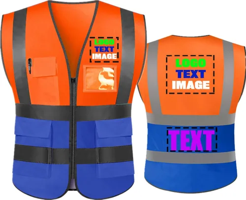 Miniatura 10 de Chaleco de seguridad reflectante de alta visibilidad personalizado, personaliza tu texto, ropa de trabajo protectora para exteriores Amarillo