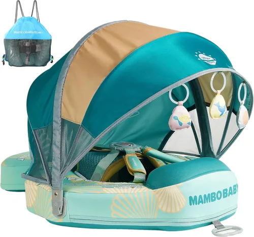 Mambobaby Flotador Añadir Cola Flotador de Natación para Bebé con Toldo Piscina Sólida Entrenador de Natación Infantil Entrenamiento de Natación