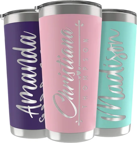 Miniatura 23 de Regalos personalizados para hombres – 20 onzas – Vasos personalizados con tapa, azul cielo, tazas de café de viaje aisladas, juego de popote