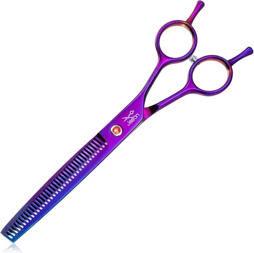 Miniatura 13 de JASON Kit profesional de tijeras para perros 6 en 1: rectas, adelgazantes, chunker, tijeras curvadas y peine para cabello largo y corto y gato