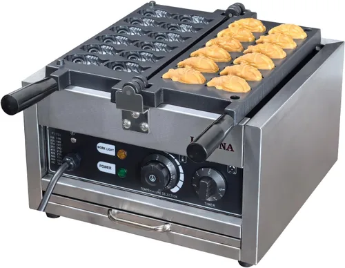 Miniatura 9 de Taiyaki - Máquina eléctrica Taiyaki para hacer gofres de pescado, 3 piezas, revestimiento de teflón antiadherente, hierro en forma de pescado, 110