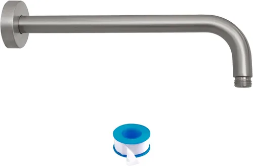 Miniatura 22 de Lordear Brazo de ducha montado en la pared, tubo de ducha de 12 pulgadas con brida, vástago de ducha redondo de 1/2 NPT para cabezal de ducha, negro