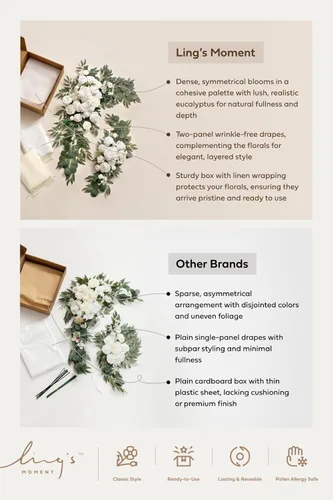 Miniatura 5 de Ling's moment Kit de Flores Artificiales de Arco de Boda de Otoño Paquete de 4, 2pcs Arreglo Floral Colgante 2pcs Cortinas de Ceremonia Telón