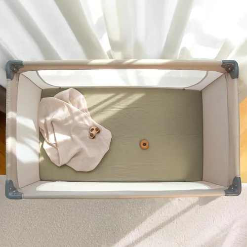 Miniatura 128 de lulumoon Sábanas de muselina para moisés para bebé: sábanas ajustables suaves para moisés de cabecera para niños y niñas Oliva y Crema