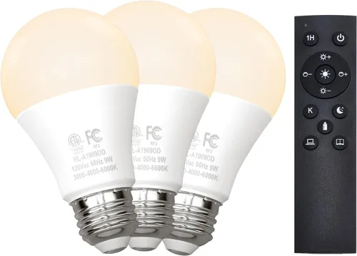 Miniatura 7 de Gupuzm Bombillas LED A19 con control remoto, 800 lm, 9 W, equivalente a bombillas de 60 W, bombilla regulable con control remoto, 3000K-6000K, base