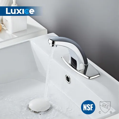 Miniatura 2 de Grifo de lavabo de baño sin contacto con sensor de movimiento automático, manos libres, grifos comerciales cromados con válvula mezcladora