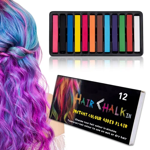 Miniatura 10 de Set de peine de tiza para el cabello temporal de 10 colores brillantes - Regalos de cumpleaños para niñas de 8, 9, 10, 11, 12 años, disfraces