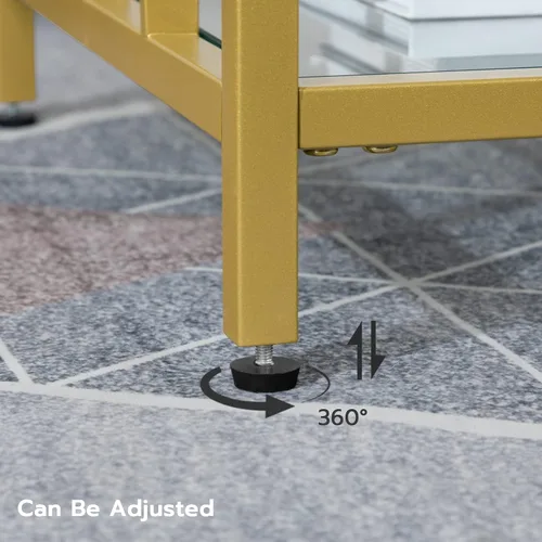 Miniatura 9 de Mesa de Café de Vidrio HOOBRO, Mesas de Café Doradas para Sala de Estar, Mesa de Café de Vidrio Dorada, Mesa Central de 1 Capa, Moderna, para Dorado