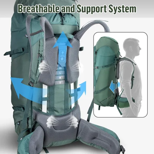 Miniatura 4 de Night Cat Mochila de senderismo con marco interno: Mochila de camping grande de 100L para hombres y mujeres que viajan cubierta impermeable
