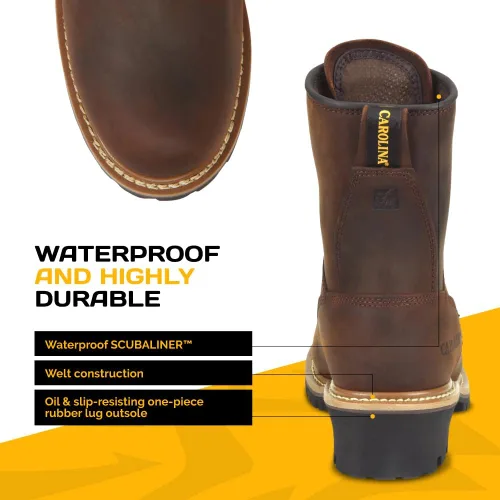 Miniatura 2 de Carolina - Botas estilo leñador para hombre (20 cm). Marrón