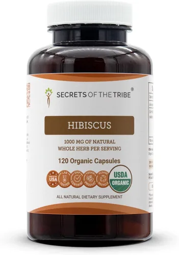 Secrets of the Tribe Hibiscus USDA Organic | Fabricado con cápsulas vegetarianas y flor seca certificada de hibisco orgánico (Hibiscus Sabdariffa)