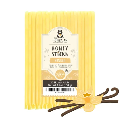 Miniatura 11 de The Honey Jar Palitos de miel lisos, pajitas de miel pura para el té, café o un placer saludable, una cucharadita de miel saborizada por barra