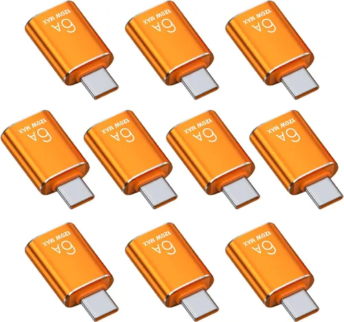Miniatura 17 de BOMIE Adaptador USB C a USB, paquete de 10 unidades, 6A 120 W, carga rápida, transferencia de datos de 10 Gbps, USB C macho a USB 3.2 hembra OTG