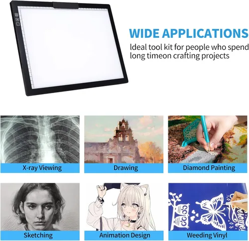 Miniatura 6 de Almohadilla de luz recargable A4 con soporte innovador y clip superior, Elice, caja de luz portátil inalámbrica para trazar, luz brillante