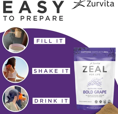 Miniatura 7 de Zurvita - Zeal for Life - Sabor a uva audaz - Suplemento nutricional diario para vitalidad, inmunidad y bienestar general - Bolsa de bienestar