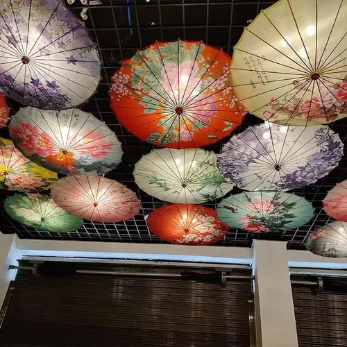 Miniatura 6 de Bestage Sombrilla de seda de bambú hecha a mano de 33 pulgadas con aceite de seda de bambú para arte chino japonés clásico sombrilla de baile