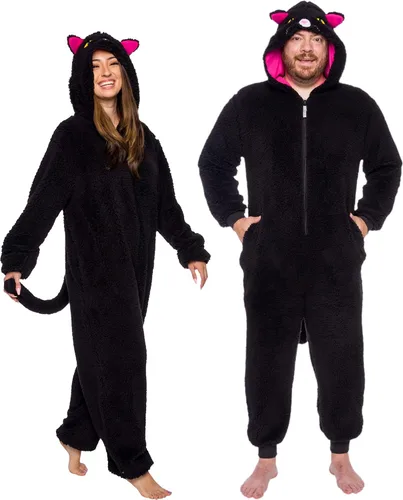 Miniatura 10 de Funziez! Mameluco de sherpa ajustado para adultos, disfraz de Halloween de animales, traje de cosplay de una pieza de felpa para mujeres y hombres
