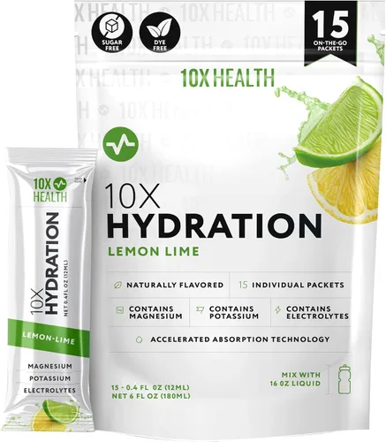 Miniatura 8 de 10X Health - Mezcla de bebida en polvo de electrolitos con limonada de fresa con potasio, magnesio y sal del mar mediterráneo, polvo de electrolitos