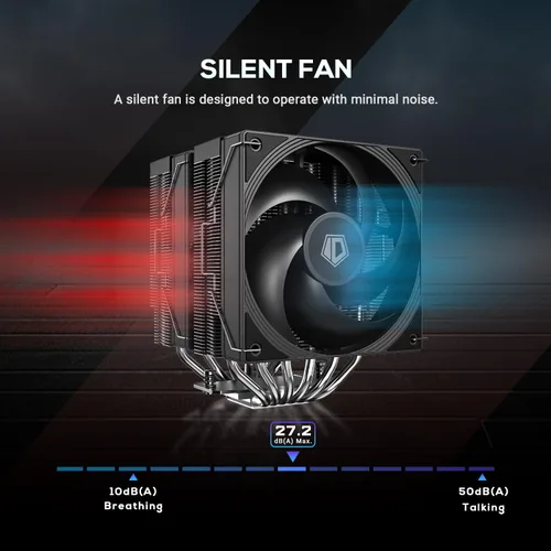 Miniatura 5 de ID-COOLING FROZN A620 PRO SE - Enfriador de aire para CPU de torre dual Blackout, 6×Ф6mm Heatpipes, ventiladores silenciosos duales de 120x120x25mm