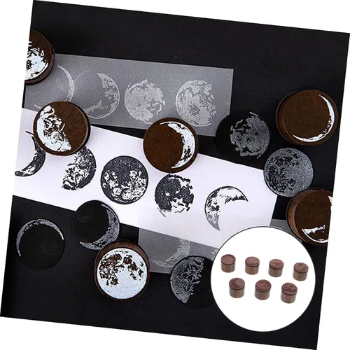 Miniatura 8 de 7pcs Scrapbook fases de fabricación redonda de tinta de arte diseñado para álbumes de recortes, diario de moda, letras decorativas y para luna