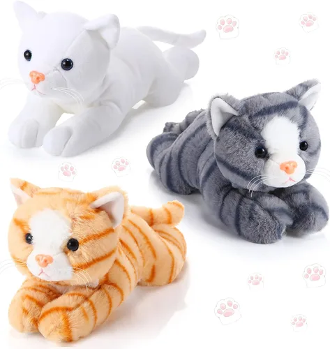 3 piezas de peluche de gato de 9 pulgadas, regalo para baby shower, regalos de fiesta, lindos juguetes de peluche para gatos pequeños, suministros