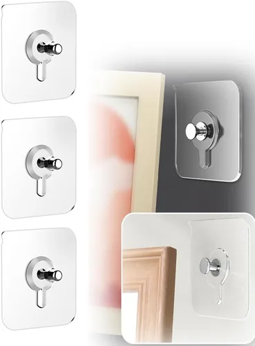 Miniatura 11 de Ganchos adhesivos sin taladros, colgadores de fotos mejorados sin clavos, ganchos adhesivos de montaje en pared para colgar, ganchos de pared sin