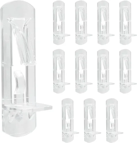 Miniatura 8 de Biaungdo 12 clavijas de plástico con bloqueo para estantes, pasadores transparentes de 0.197 in, clips autobloqueantes para estantes de gabinete