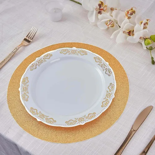 Miniatura 8 de Efavormart - Juego de 6 manteles individuales antideslizantes de piel sintética con purpurina, color champán para bodas, banquetes, fiestas, cocina