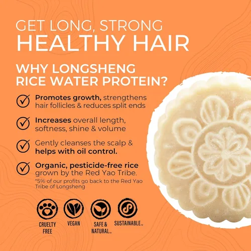 Miniatura 2 de VIORI Citrus Yao barra sin aroma de champú y acondicionador SIN soporte, hecha a mano con agua de arroz y agentes naturales, sin sulfatos