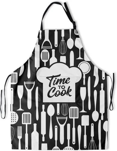 Miniatura 26 de Delantal impreso delantales de pintura de poliéster con bolsillo para cocinar cocina a la parrilla adultos