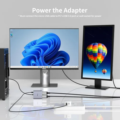 Miniatura 4 de Adaptador Displayport a HDMI dual, puerto de pantalla 4K 60Hz a divisor HDMI para monitores duales, pantalla extendida, monitor HDMI DP 1.2 a 2