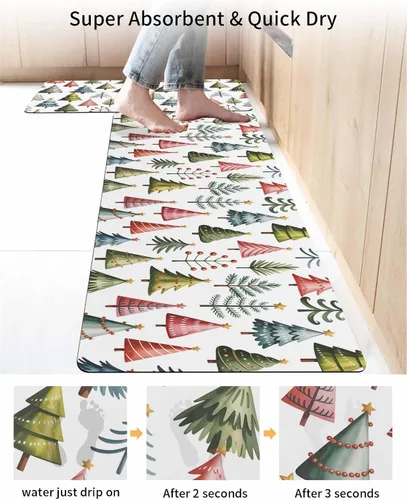 Miniatura 4 de Tapete de baño para árbol de Navidad, antideslizante, de secado rápido y absorbente, tierra de diatomeas, fregadero de ducha, tapete lavable