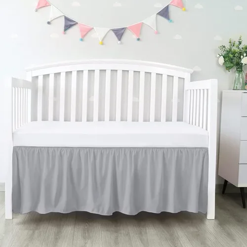 Miniatura 12 de 100% algodón egipcio, cuna de guardería infantil (24 x 38 + 10 pulgadas), falda de cuna de 800 hilos con volantes para polvo, faldas de ropa de cama