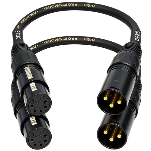 CNCESS XLR - Cable adaptador de 3 pines macho a XLR hembra de 5 pines, 6 pulgadas, convertidor de nicho DMX/audio, paquete de 2