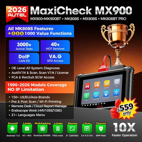 Miniatura 2 de Autel MaxiCheck MX900 Escáner bidireccional, herramienta de escaneo OBD2 2026 hasta MaxiCOM MK808S MX808S MK808BT Pro, versión estadounidense