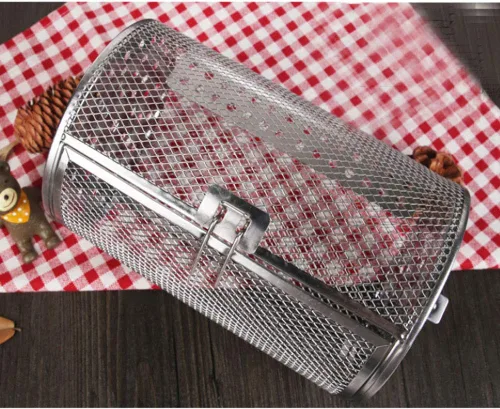 Miniatura 6 de GEZICHTA Asador de parrilla para barbacoa, jaula de acero inoxidable a la parrilla, cesta de parrilla enrollable para verduras, parrilla asadora