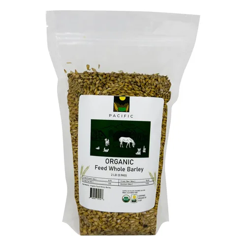 Pacific Organic Petfood Organic Feed - Cebada entera descascarada | Rica en fibra y minerales | Cebada de grano entero | Cebada orgánica certificada