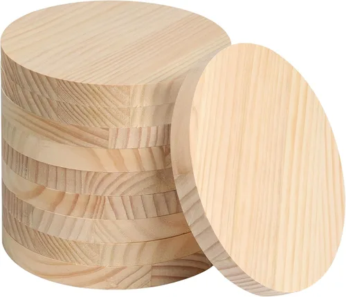 Miniatura 10 de Paquete de 4 placas redondas de madera de 8 pulgadas, placa circular de madera sin terminar de 3/4 pulgadas de grosor, base de posavasos de madera