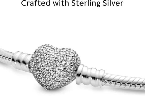 Miniatura 7 de Pandora Moments - Pulsera de cadena de serpiente con cierre de corazón brillante