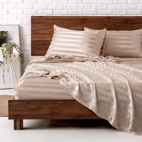 Miniatura 23 de MR&HM Sábanas de satén para cama de tamaño King, juego de 4 piezas de ropa de cama sedosa con bolsillo profundo de 15 pulgadas para colchón