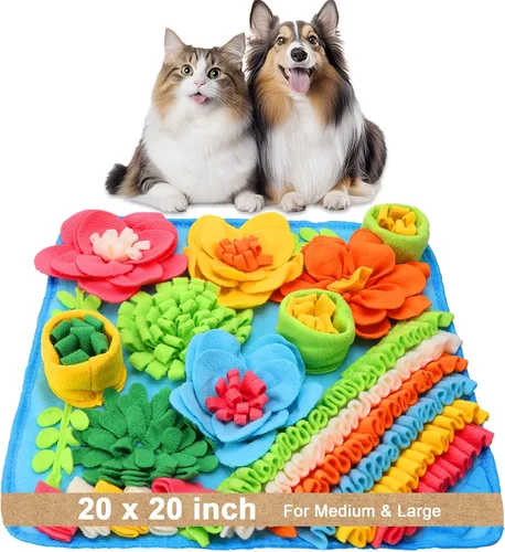 Miniatura 12 de Tapete de olfateo para perros, gatos, conejos, tapete de alimentación de golosinas para mascotas, 15.4 x 15.4 pulgadas para pequeños y medianos