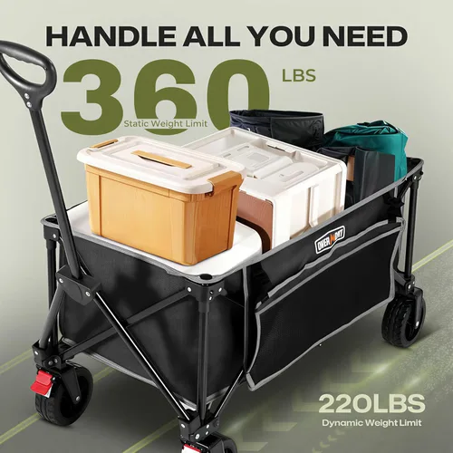 Miniatura 5 de Overmont Carrito plegable con ruedas – Carro plegable de servicio pesado de 180 litros con grandes ruedas todo terreno – Capacidad de peso de 330