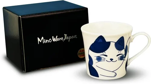 Miniatura 7 de Taza de cerámica japonesa con caja de regalo, serie de tazas de té Nekochigura, 10 onzas líquidas, taza de café japonesa Yunomi Pottery, taza